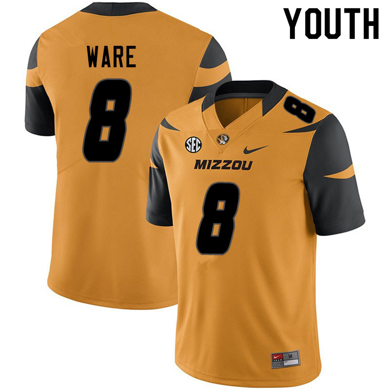 Youth #8 Jarvis Ware Missouri Tigers College Football Jerseys Sale-Yellow